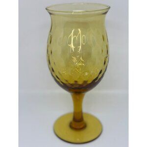 VTG Empoli Diamond Optic Footed Vase Amber Glass Mid Century Modern Decor